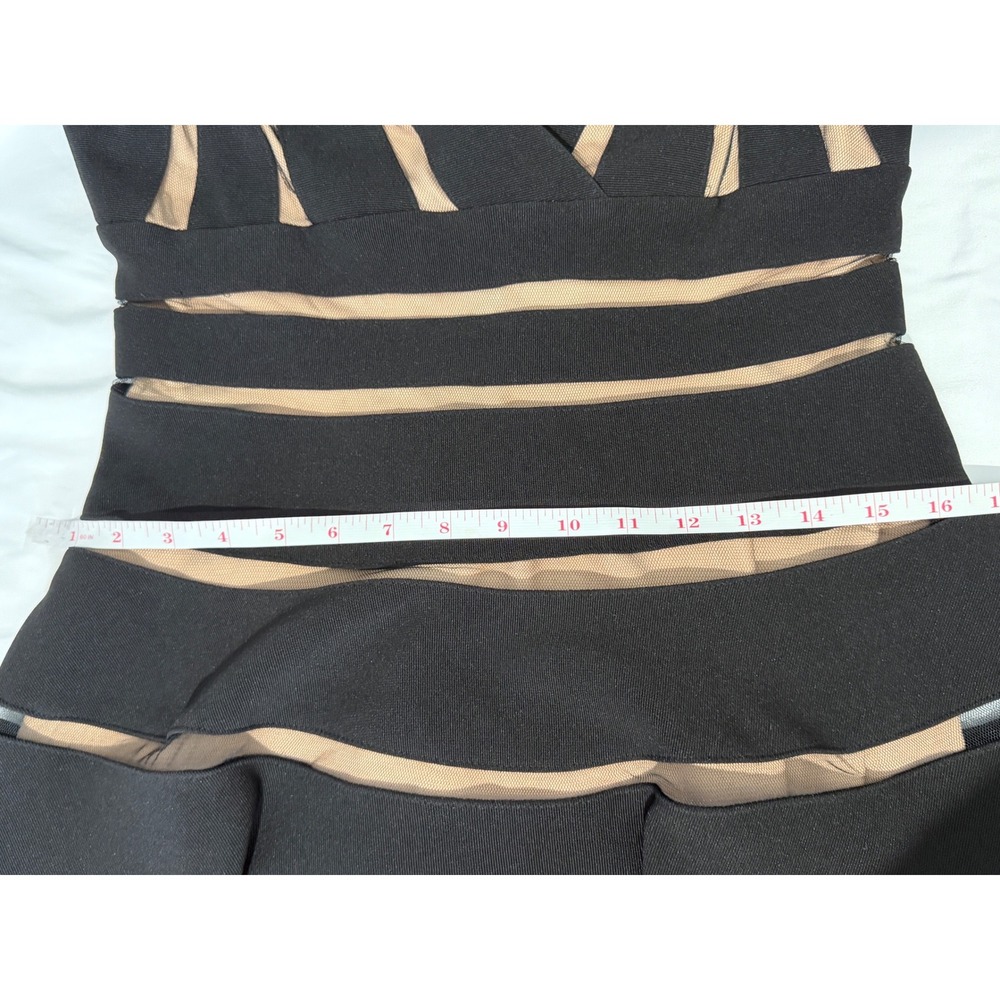 JS Collections Black Illusion Mesh Bandage Fit and Flare Dress 862069 Size 6 - Picture 9 of 9